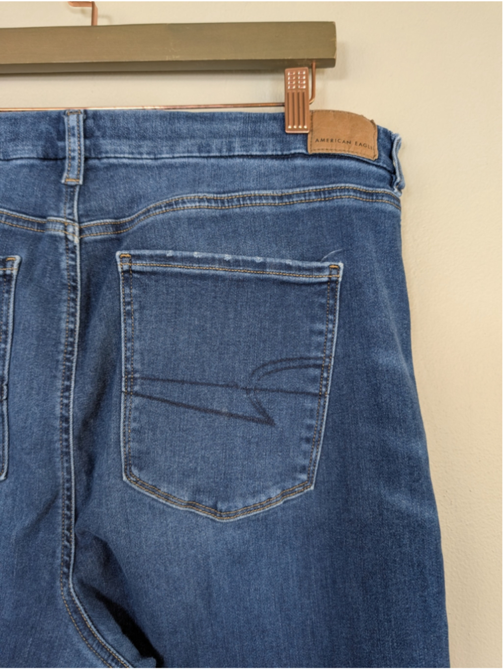 American Eagle 18 Curvy Hi Rise Skinny Jegging Jeans Next Level Stretch Dark - Picture 7 of 12